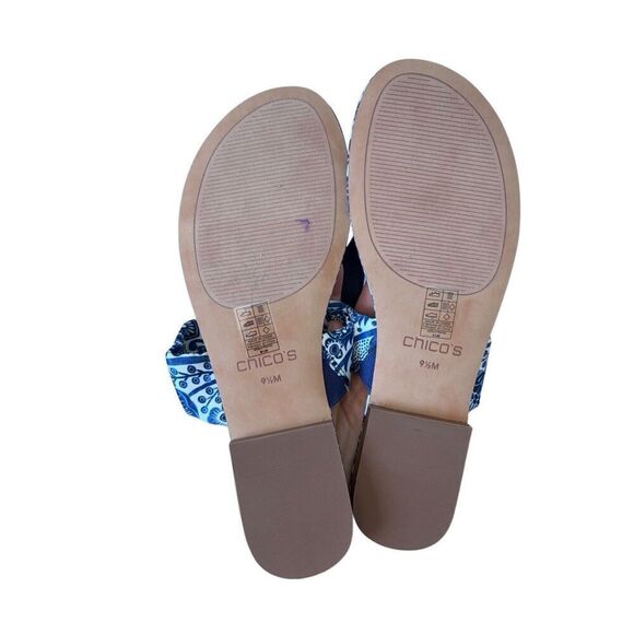 Chico’s Print Knotted Sandals size 9.5 White Blue floral - Picture 5 of 7